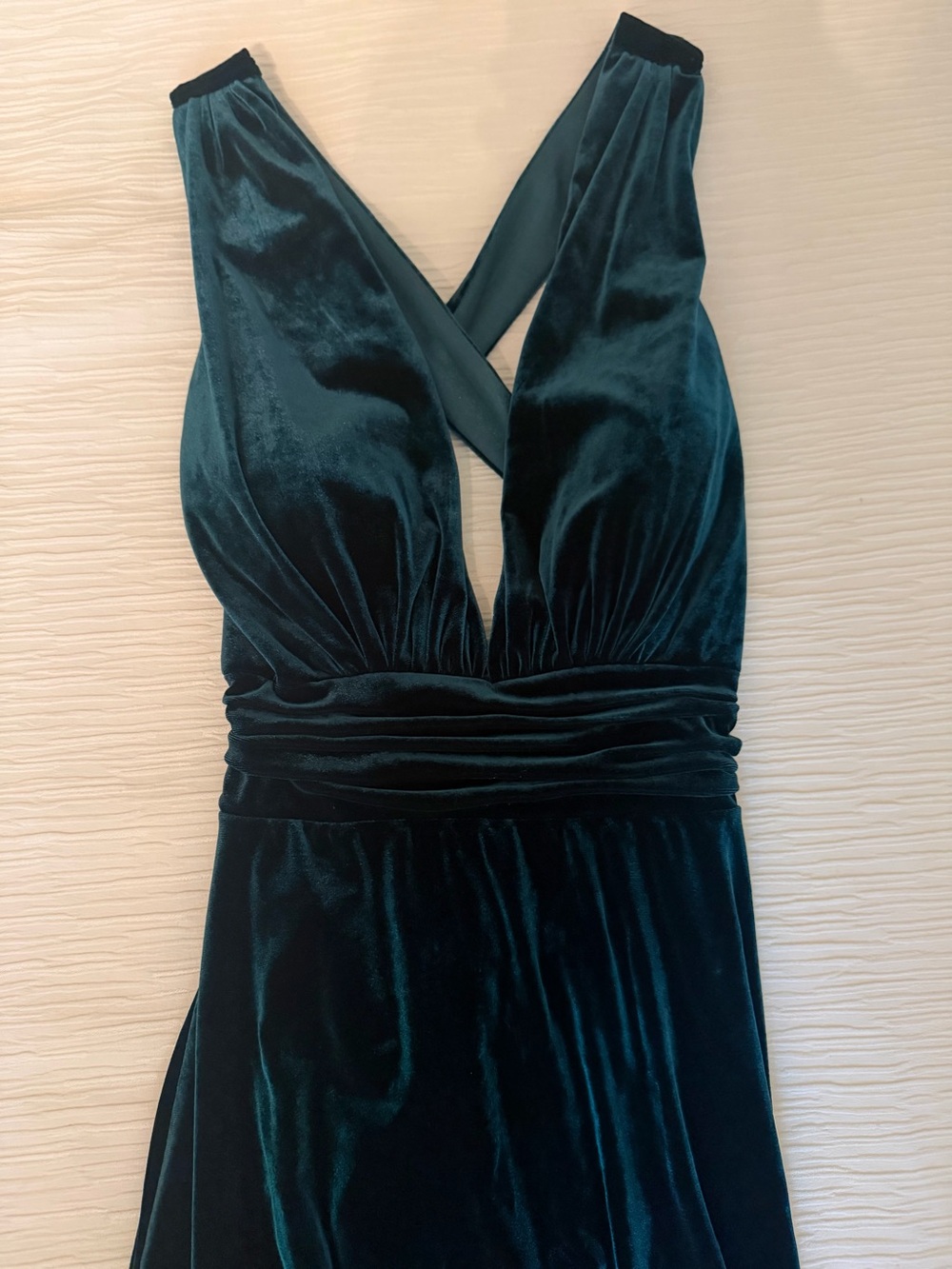 Revelry Deep V Velvet Maxi Dress in Emerald Green